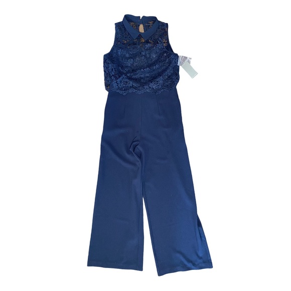Julia Jordan navy blue formal top lace jumpsuit 8 - Picture 3 of 10